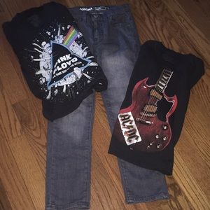 Set of Rock n Roll 3 long sleeve tees + jeans. NEW